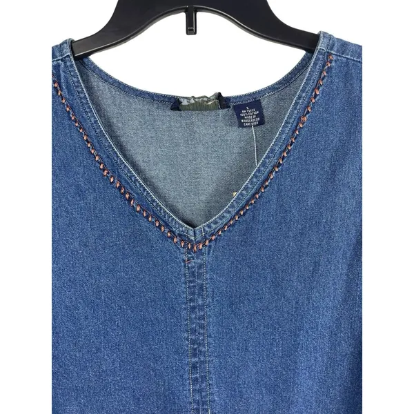 VTG 90s M.P.H. Blues Denim Jumper Dress L Embroidered Animals Safari Pockets NWT - Image 3