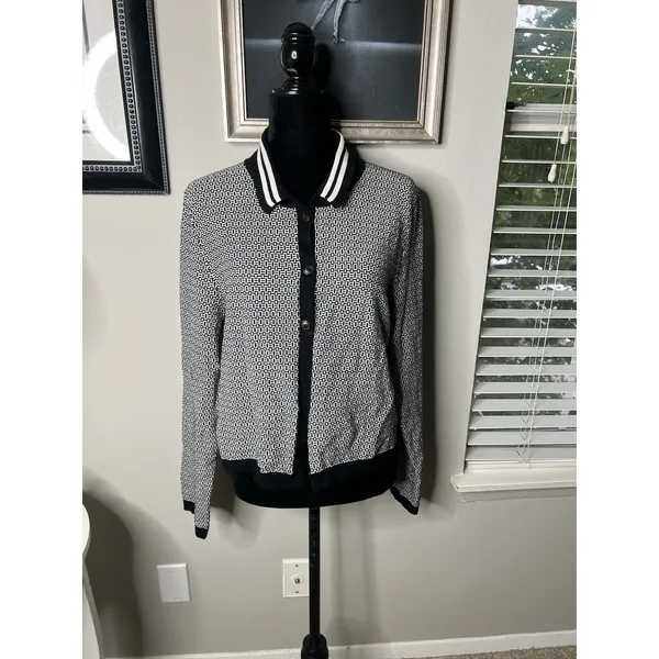 Maeve 'Plunging' Black Long-Sleeve Polo Cardigan Size X-Large - Image 6