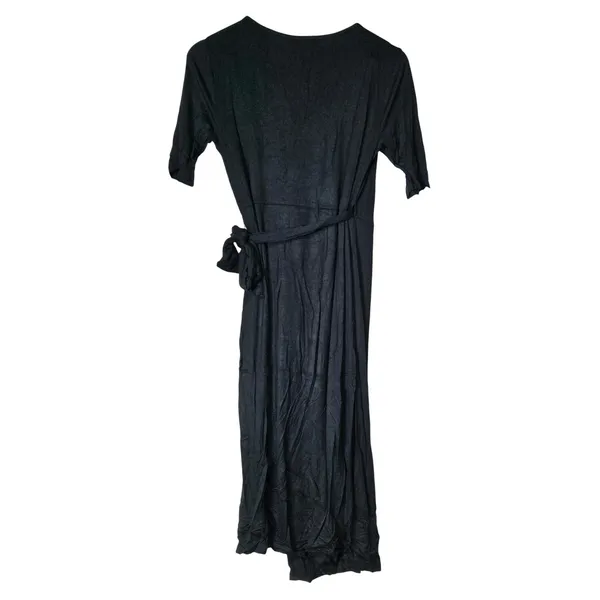 Lulus Black Wrap Midi Dress Short Sleeve V-Neck Style 67706 Size Medium NWT - Image 2