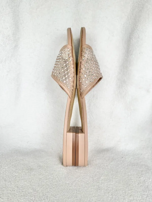 J.Crew Factory Nude Rhinestone Mesh Sparkle Slide Sandals CI954 Sz 10M - Image 9