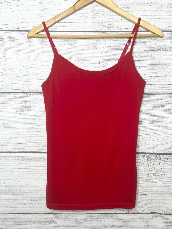 No Boundaries Red Spaghetti Strap Tank Top with Built In Shelf Bra Size Medium - Image 9
