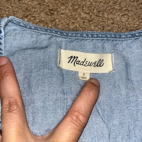 Madewell Tencel Denim Button-Front Tie-Sleeve‎ Mini Dress Brannon Blue 2 - Image 8