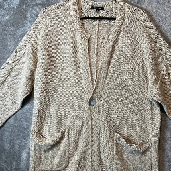 Pas De Calais Cozy Minimalist Knit Cardigan Neutral Beige Cardigan‎ XS Oversized - Image 2
