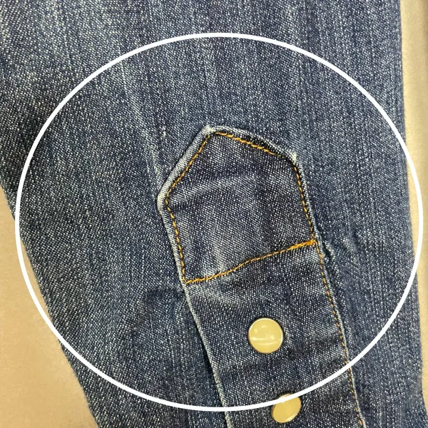 Vintage Gap Western Shirt Denim Look Stretch Women Size Medium Blue Pearl Snaps - Image 11
