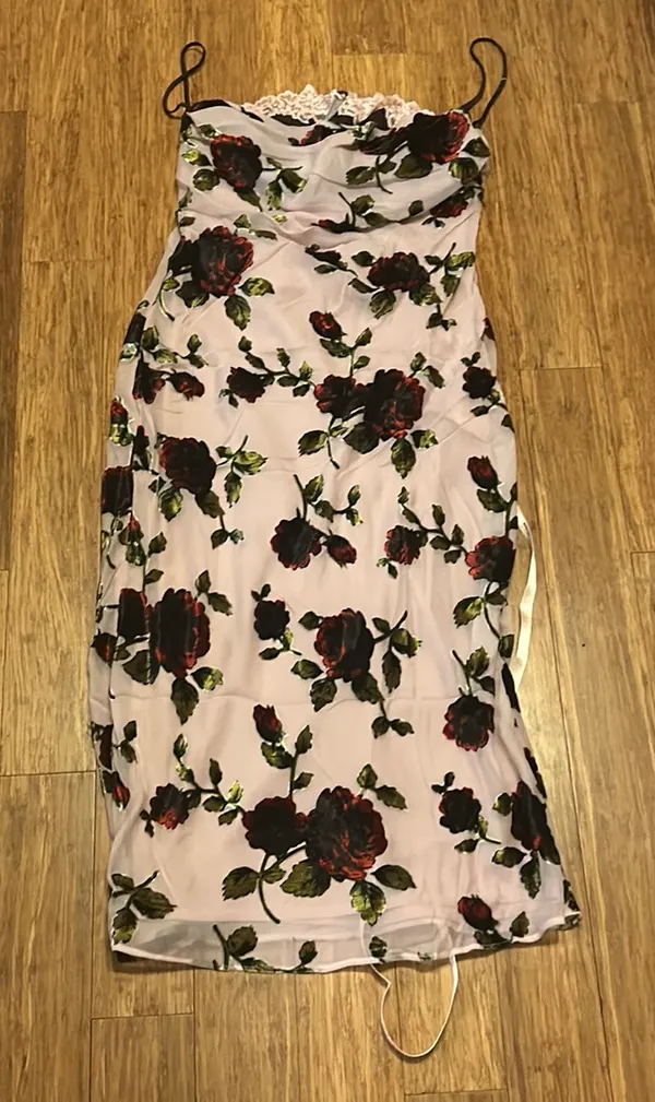 House Of CB Azura Pink Devore Midi Dress size L - Image 7