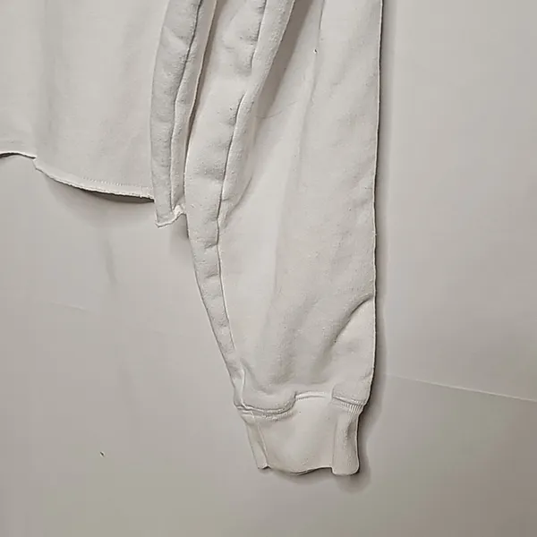 PINK Victoria's Secret hooded hoodie cropped crop white sweatshirt tied on arms M - Image 4