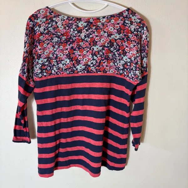 Anthropologie‎ Postmark Floral Stripe 3/4 Sleeve Top Size Small - Image 7