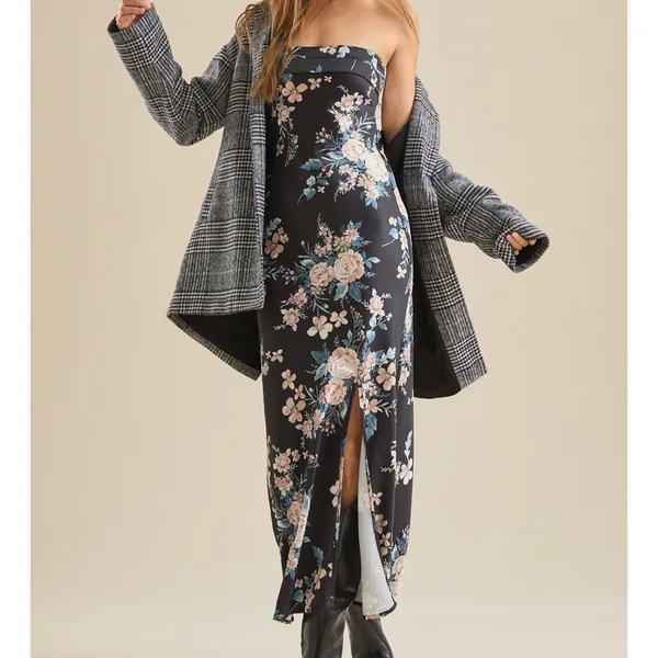 Altar’d State Black Floral Strapless Maxi Dress Size XXS NWT - Image 2