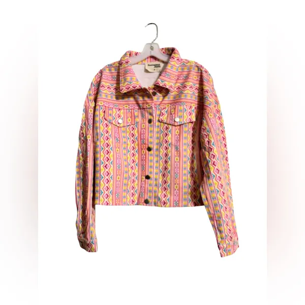 NEW Savanna Jane Jacket Womens Medium Aztec Corduroy Rhinestone Fringe Western - Image 3
