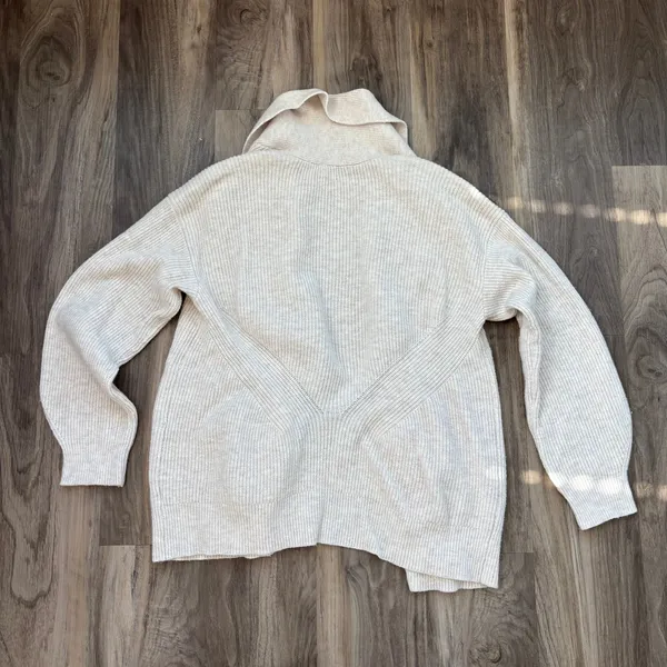 A New Day Target Cream Ribbed Knit Cardigan Long Sleeve Pockets Cotton Small - Image 3