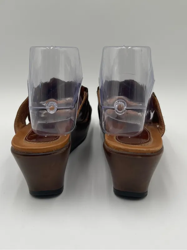 Dansko Ava Brown stretch Fabric Wedge Sandals Slip On Women's Size 38 US 7.5-8 - Image 3