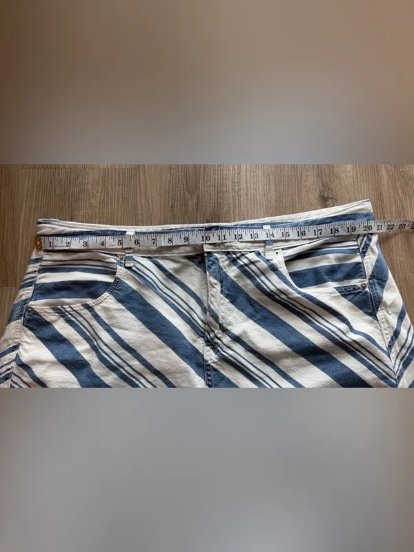 Women’s Blue and White Striped‎ Denim Skirt - Image 2