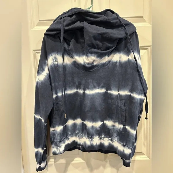 Young Fabulous & Broke Navy Blue Tie Dye Cowl Neck Hoodie Sweatshirt Womens M‎ - Image 7