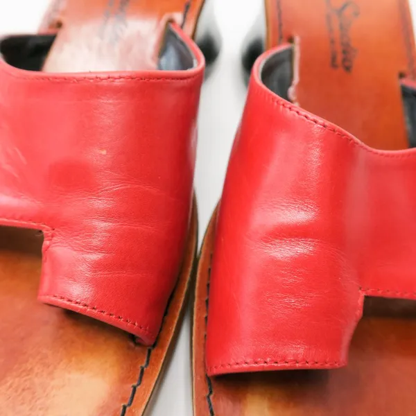 Vintage 90s Gama Studio Red Leather Platform Clog Toe Sandals - Image 5