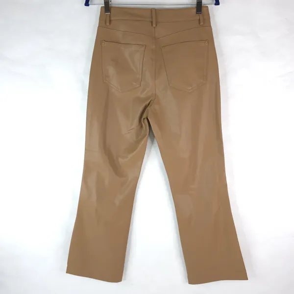 Zara Pants Womens 4 (27x25.5) Vegan Brown Faux Leather Flare Mid Rise‎ - Image 2