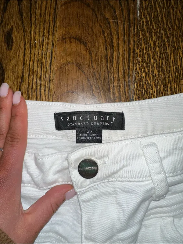 Sanctuary White Denim High Waist Cuffed Shorts - Image 5