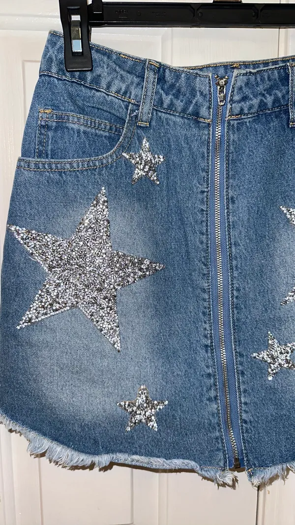Denim Zip Front Skirt - Image 3