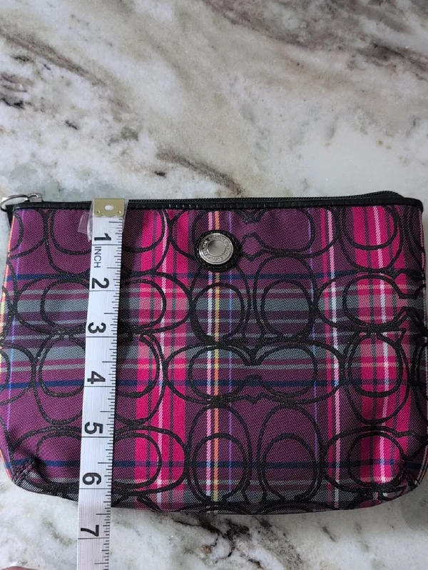 NWOT Coach Poppy Tartan Plaid Logo Cosmetic Bag | Coach Catch All Bag - Image 11