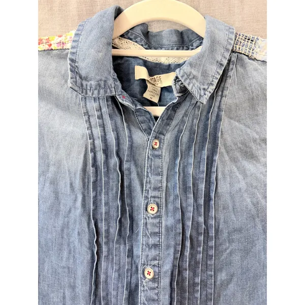NWT Vintage America Blues Brigit Denim Patchwork Shirt M Western Cottagecore‎ - Image 3