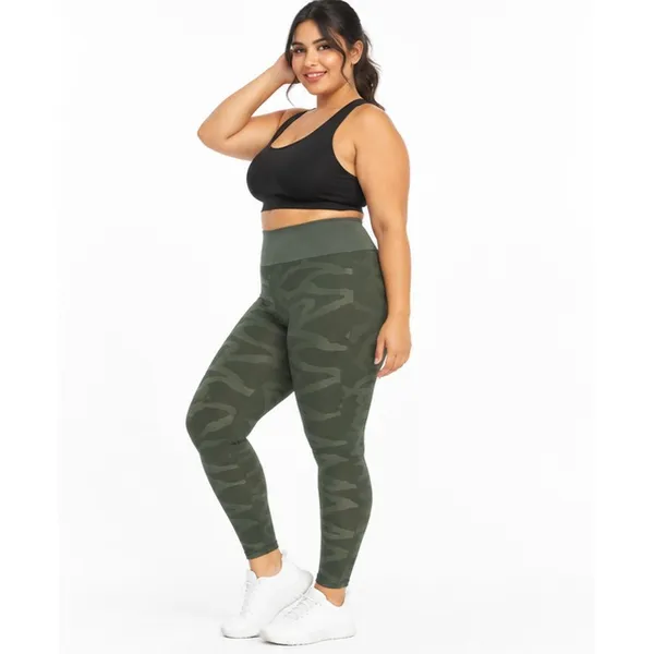 Marika Womens Leggings Size L Olive Tiger Print Seamless High Rise 27in Active - Image 7