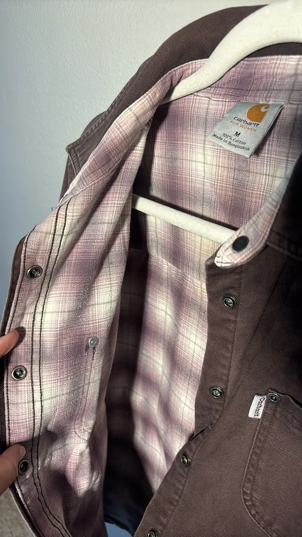 Carhartt Rare Vintage brown canvas flannel lined shirt jacket - Image 5