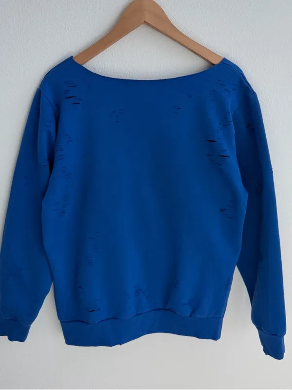 Los Angeles Dodgers MLB off-the-shoulder destroyed sweatshirt - Image 10