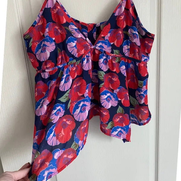 CAD Floral Handkerchief‎ Hem Camisole Top Red Blue Purple XL GUC - Image 9