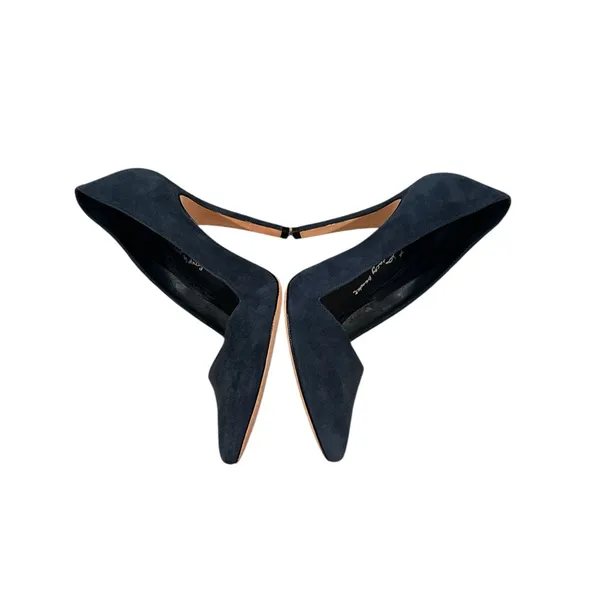 Alice + Olivia Stacey Bendet blue suede leather heels pumps 39.5 or 9 - Image 4