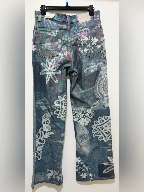 Free People We The Free Tinsley Printed High-Rise Illusions Jeans Sz.27 NWT - Image 6