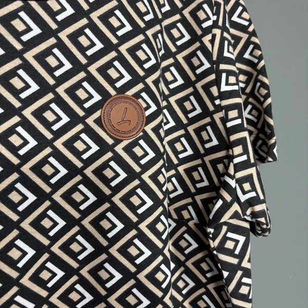 Collection L T-Shirt Dress Black & Tan Geometric Casual - Women's Plus Size 14 - Image 3