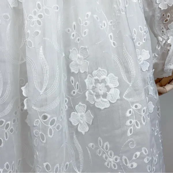Elliatt Delphi Embroidered Lace Midi Dress in White Bridal Wedding Ready - Image 7