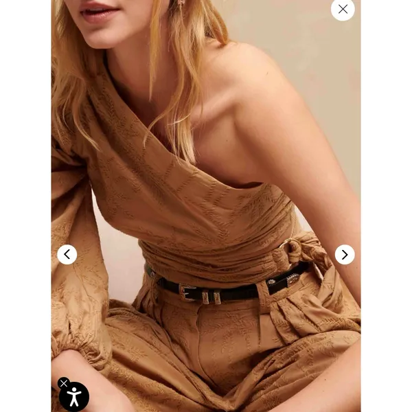Maje‎ $295 Lalmeto Top Asymmetrical balloon sleeve slim ruched waist Size 0- 2 - Image 3