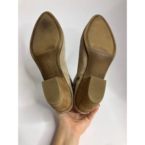 Frye Suede Ankle Booties Womens 10 Ash Tan Excellent Pointed Toe Block Heel Zip - Image 6