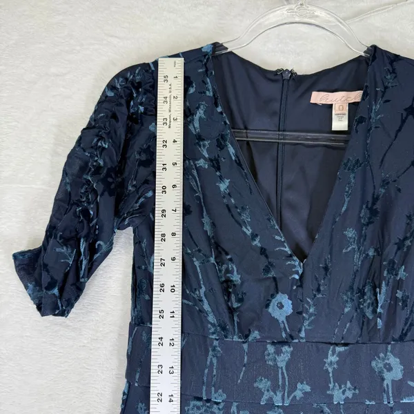 Hutch Navy Blue Floral Burnout Velvet Short Sleeve V-Neck Maxi Dress Size 0‎ - Image 5