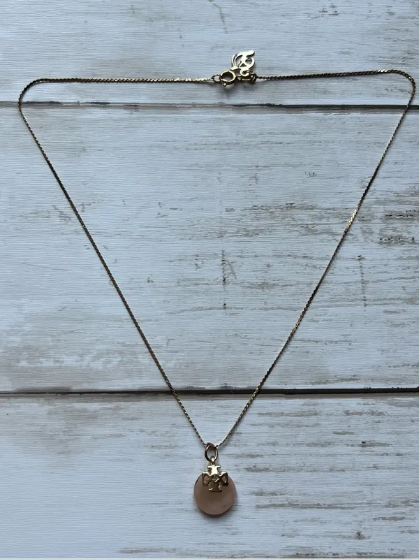 Vintage Tory Burch Gold Initial Disc Pendant Necklace - Image 3