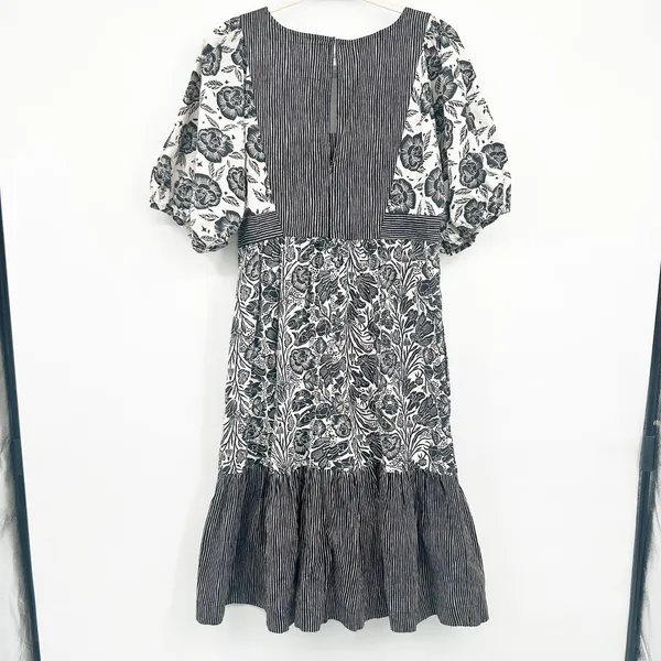 BloomingPrint Anthropologie Adrienne Floral Mixed Print Flounced Midi Dress 10‎ - Image 13