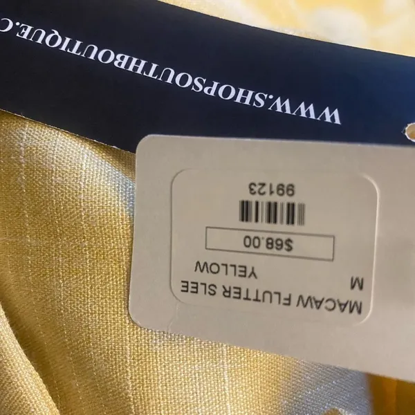 NWT Macaw Flutter sleeve Yellow Bohemian‎ mini dress Size M - Image 11