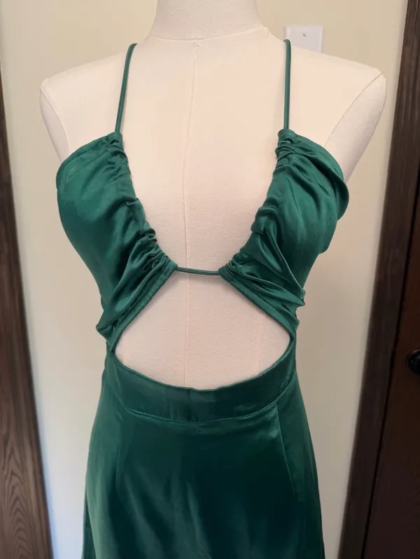 Princess Polly green ruched neck cutout mini dress - Image 2