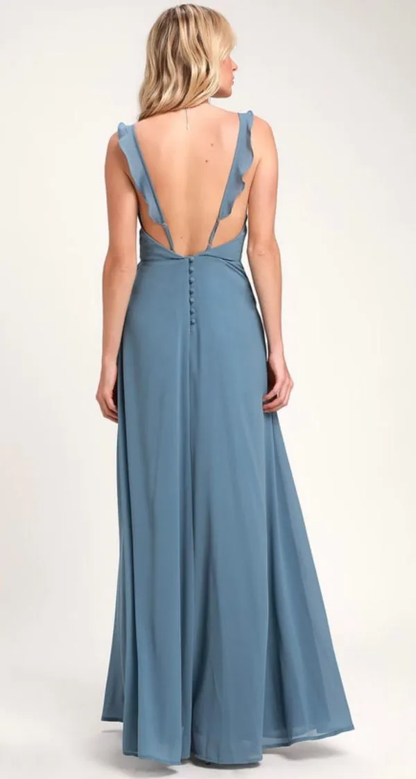 Lulus Slate Blue Maxi Formal Dress - Image 4