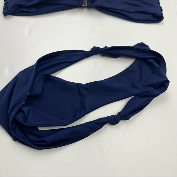 Bella‎ Dahl Swim Navy Blue Knotted Bandeau Bikini Halter Tie Womens Size Large - Image 11