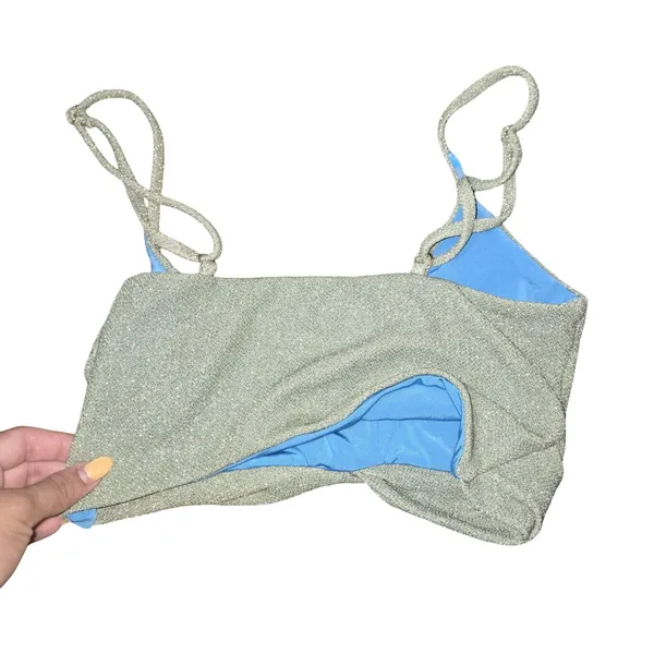 BEACH RIOT Bikini Set Kenzie Top Zuri Bikini Bottom‎ Beryl Green Size: M - Image 5