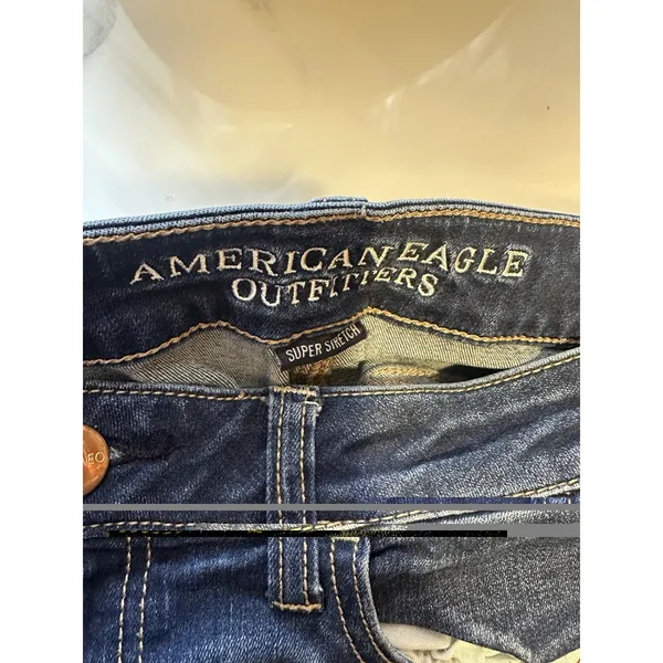 American Eagle Jegging Jeans Women’s 10 Tall Blue Super Stretch Denim Super Low - Image 4