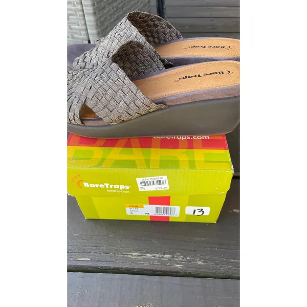 BareTraps Ellsa Bronze Woven Wedge Sandals Womens 8‎ Metallic Slip On Mules - Image 3