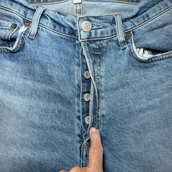 AGOLDE Nico High Rise Slim Jeans Womens 28 Blue Button-Fly Denim Distressed - Image 3