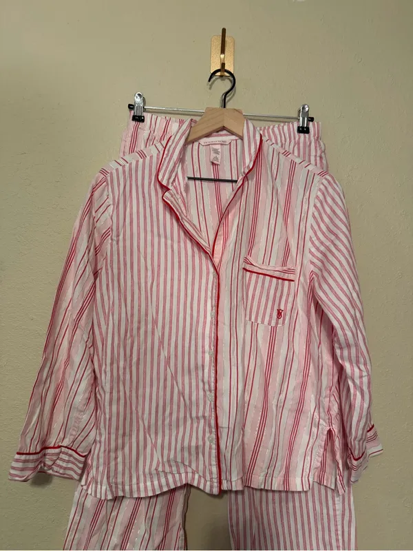 Victoria's Secret Candy Cane Striped Pajama Set Size Medium - Image 3