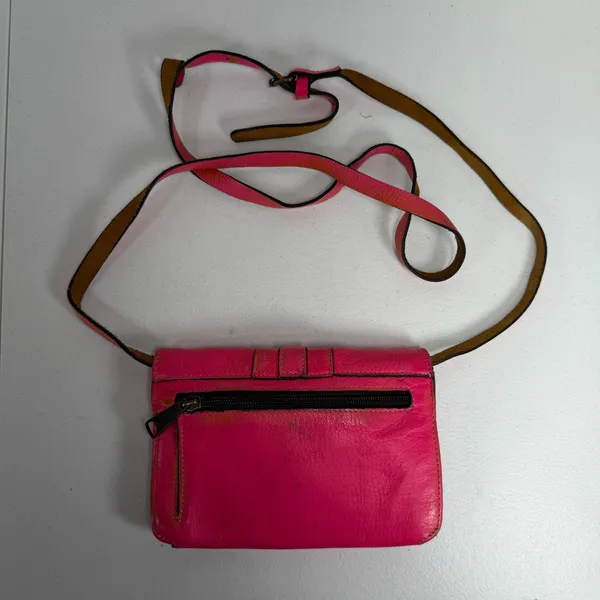 Patricia Nash Torri Hot Pink Leather Small Crossbody Purse Bag Distressed Wallet - Image 4