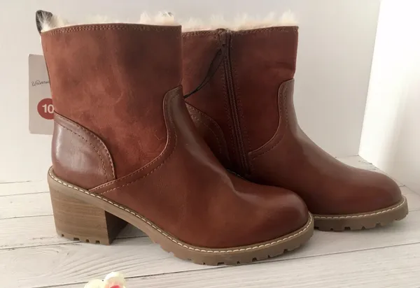 Leather/Suede Boots, Size 10 Brown - Image 2