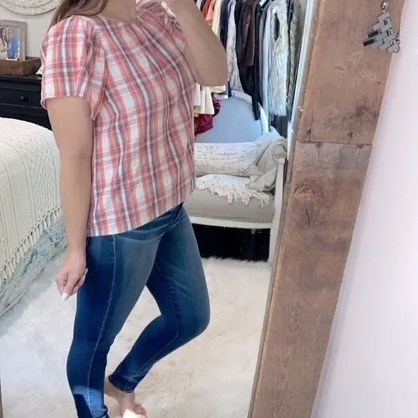LOFT plaid boho top size medium - Image 3