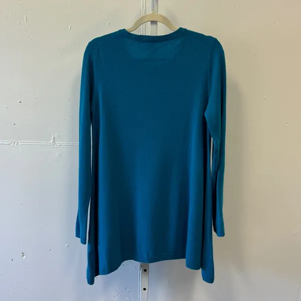Uniqlo Cashmere Sweater Womens Large Teal Blue Crew Neck Tunic Knit 258-074172 - Image 2