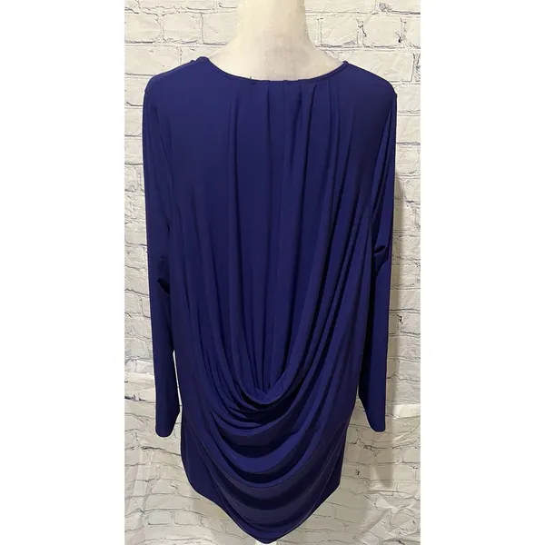 Simonton Says by George Simonton High Low Blue Long Sleeve Blouse Plus Size 1X - Image 4